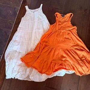 Classic Girls' Tiered Dress - Orange and White Ralph Lauren and Zara